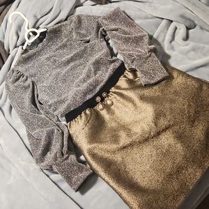 Xsmall glitter skirt and blouse (earrings included)